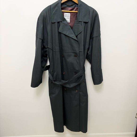 Vintage Dark Gray Double Breasted Mens Trench Coat Kenneth Barnard 42 - Picture 1 of 8